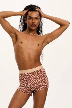 Lucy & Yak Joey - Cotton & Bamboo Boxer Shorts in Amara Grid Print Hot