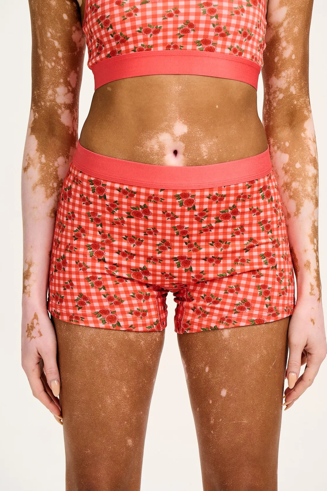 Lucy & Yak Joey - Cotton & Bamboo Boxer Shorts in Pink Check Rosalind Print Outlet