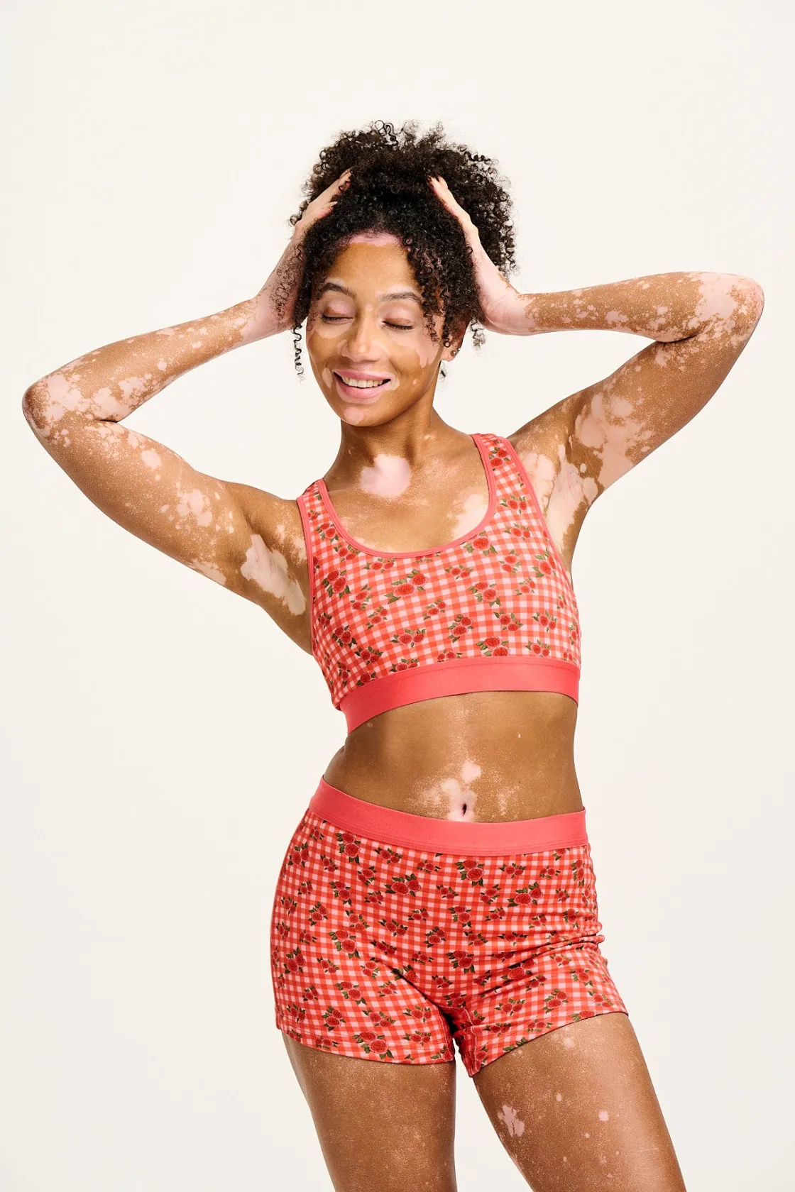 Lucy & Yak Joey - Cotton & Bamboo Boxer Shorts in Pink Check Rosalind Print Outlet