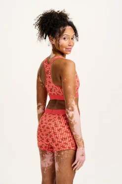 Lucy & Yak Joey - Cotton & Bamboo Boxer Shorts in Pink Check Rosalind Print Outlet