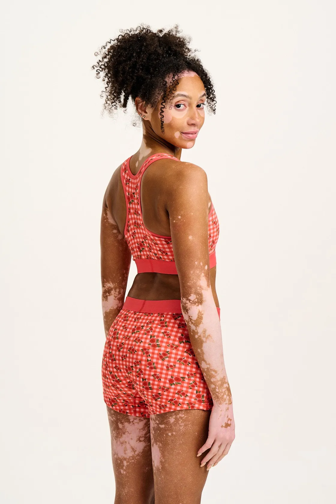 Lucy & Yak Joey - Cotton & Bamboo Boxer Shorts in Pink Check Rosalind Print Outlet