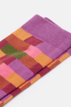 Lucy & Yak JoJo - Cotton Socks in Autumn Checkerboard Print Outlet