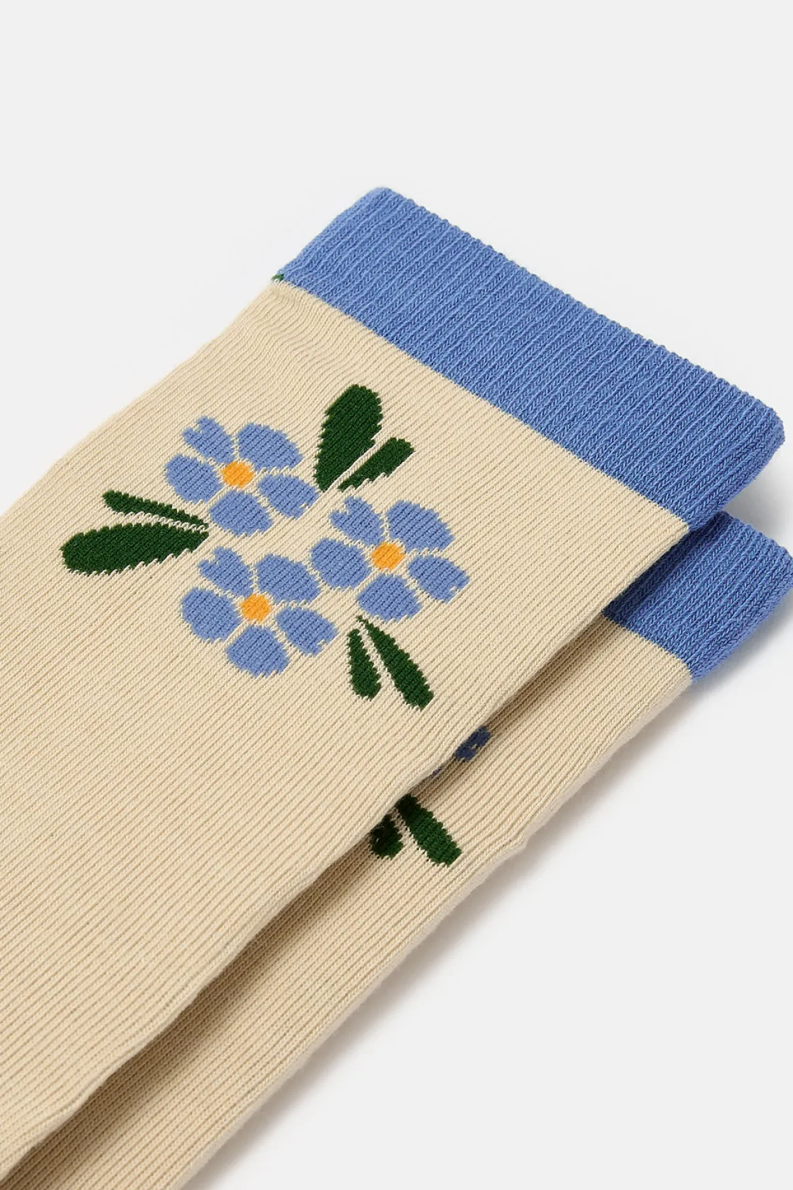 Lucy & Yak JoJo - Cotton Socks in Blue Flower Embroidery Fashion