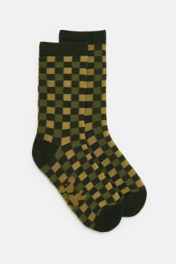 Lucy & Yak JoJo - Cotton Socks in Green Gingham New