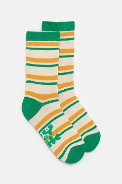 Lucy & Yak JoJo - Cotton Socks in Green & Yellow Stripe Hot