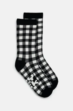Lucy & Yak JoJo - Cotton Socks in Monochrome Gingham Print Online