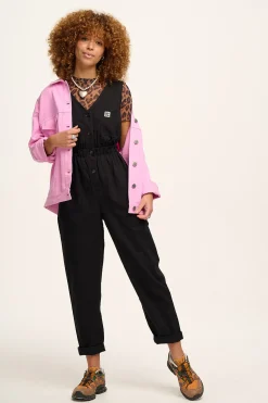 Lucy & Yak Juni - V-Neck Cotton Jumpsuit in Black Hot