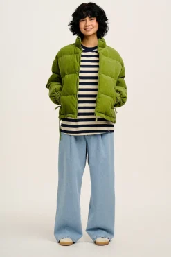 Lucy & Yak Kenny - Long Sleeve Skater Cotton Tee in Navy & Ecru Stripe Best