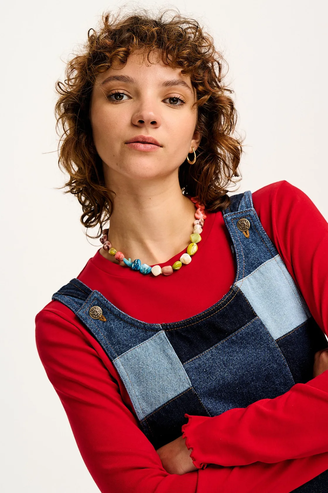 Lucy & Yak Layla - Mini Denim Dress in Paige Patchwork Print Sale