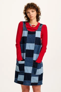 Lucy & Yak Layla - Mini Denim Dress in Paige Patchwork Print Sale