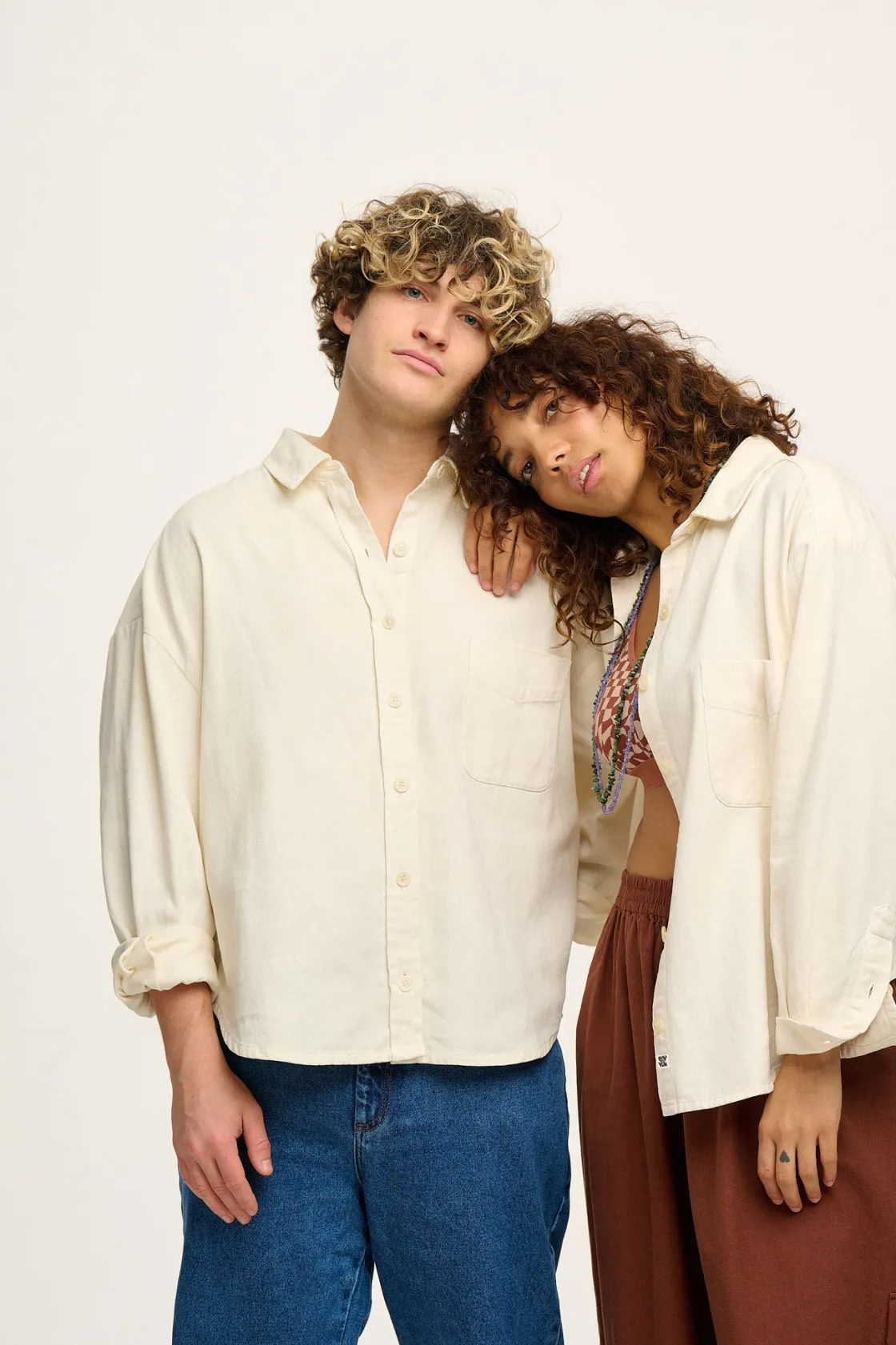 Lucy & Yak Lenny - Cotton Shirt in Ecru Hot