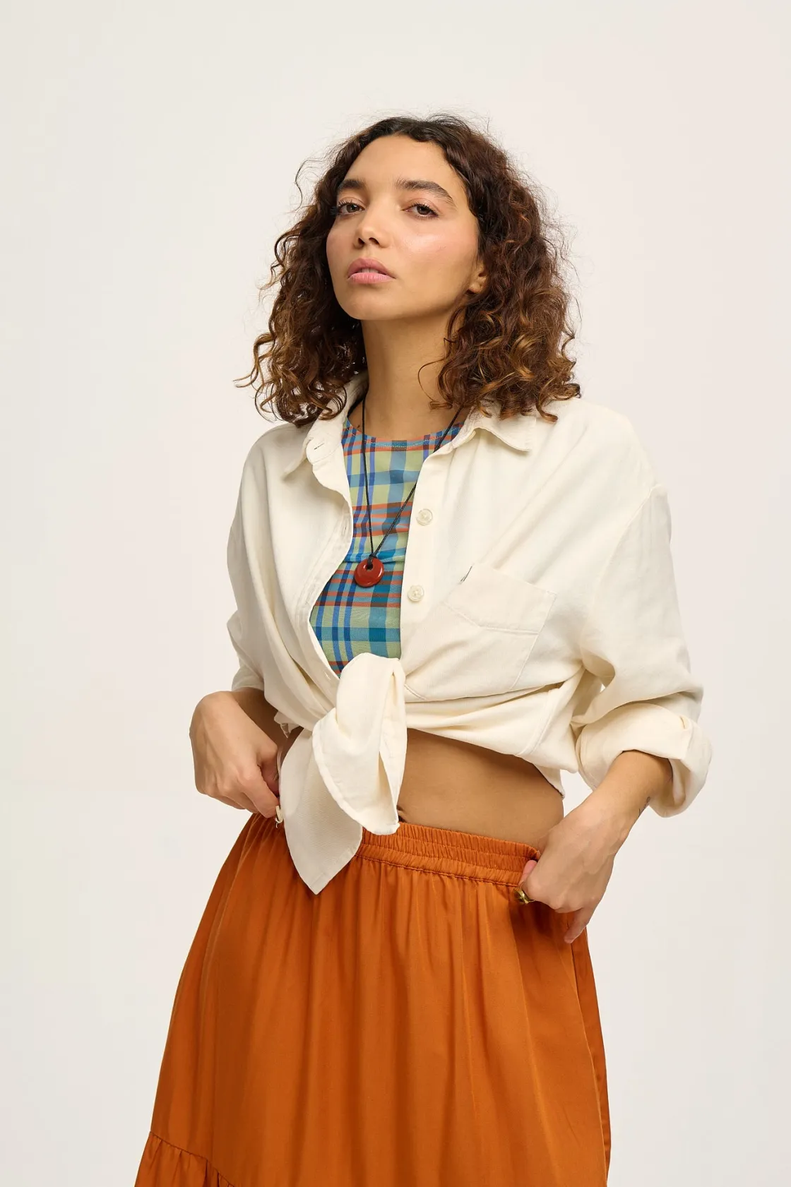 Lucy & Yak Lenny - Cotton Shirt in Ecru Hot