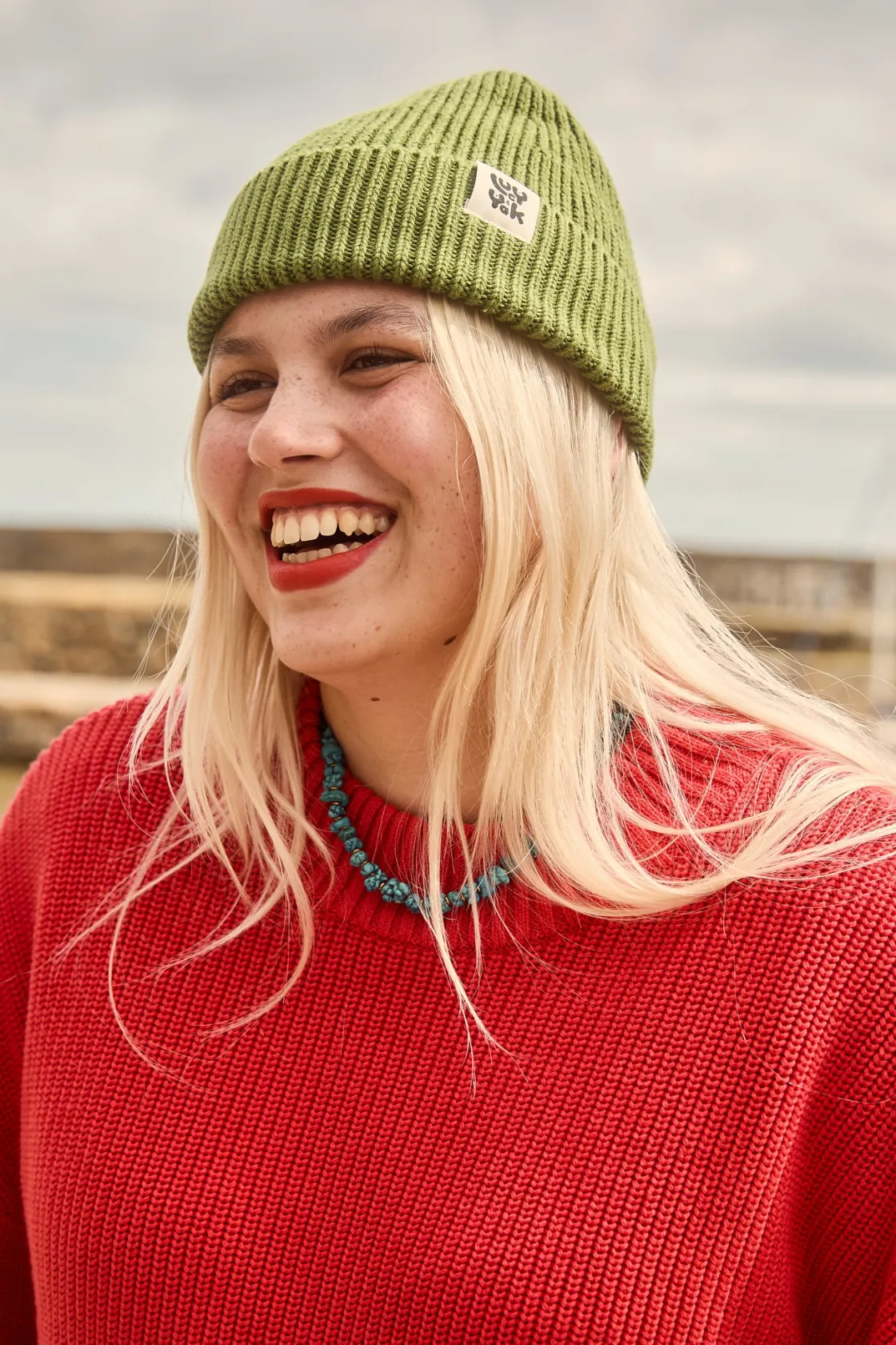 Lucy & Yak Luca - Cotton Beanie in Highland Green New