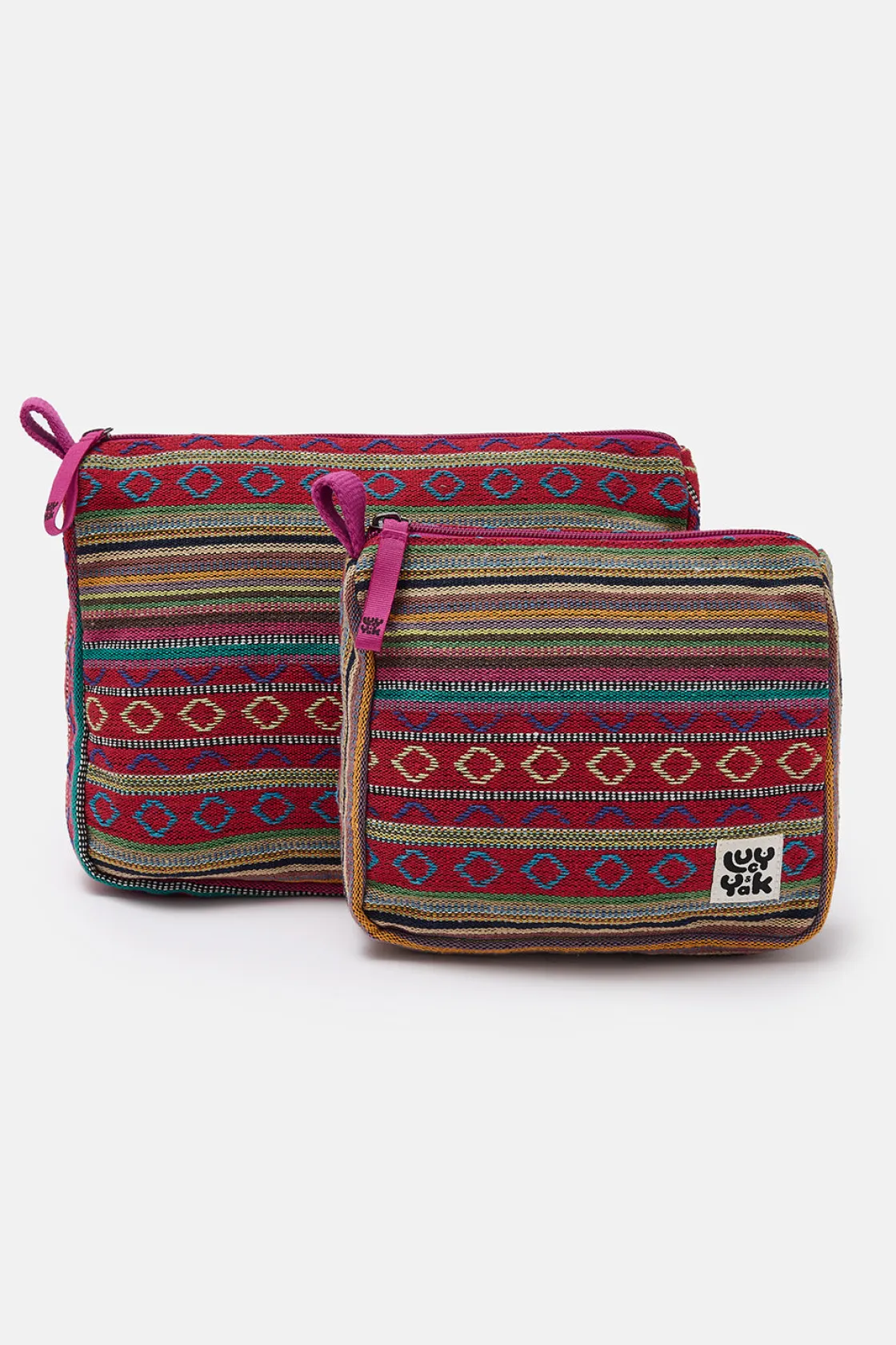 Lucy & Yak Malina - Washbag in Stripe Jacquard Print Hot