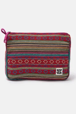 Lucy & Yak Malina - Washbag in Stripe Jacquard Print Hot