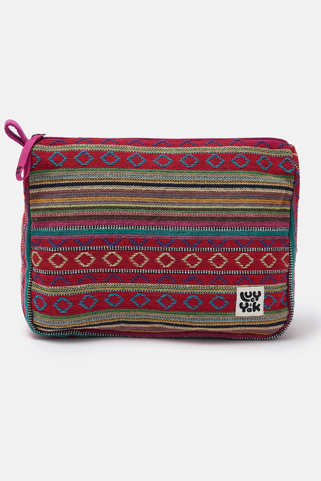 Lucy & Yak Malina - Washbag in Stripe Jacquard Print Hot