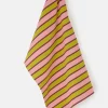 Lucy & Yak Matias - Tea Towel in Pink & Berry Stripe Waffle Cotton Fashion