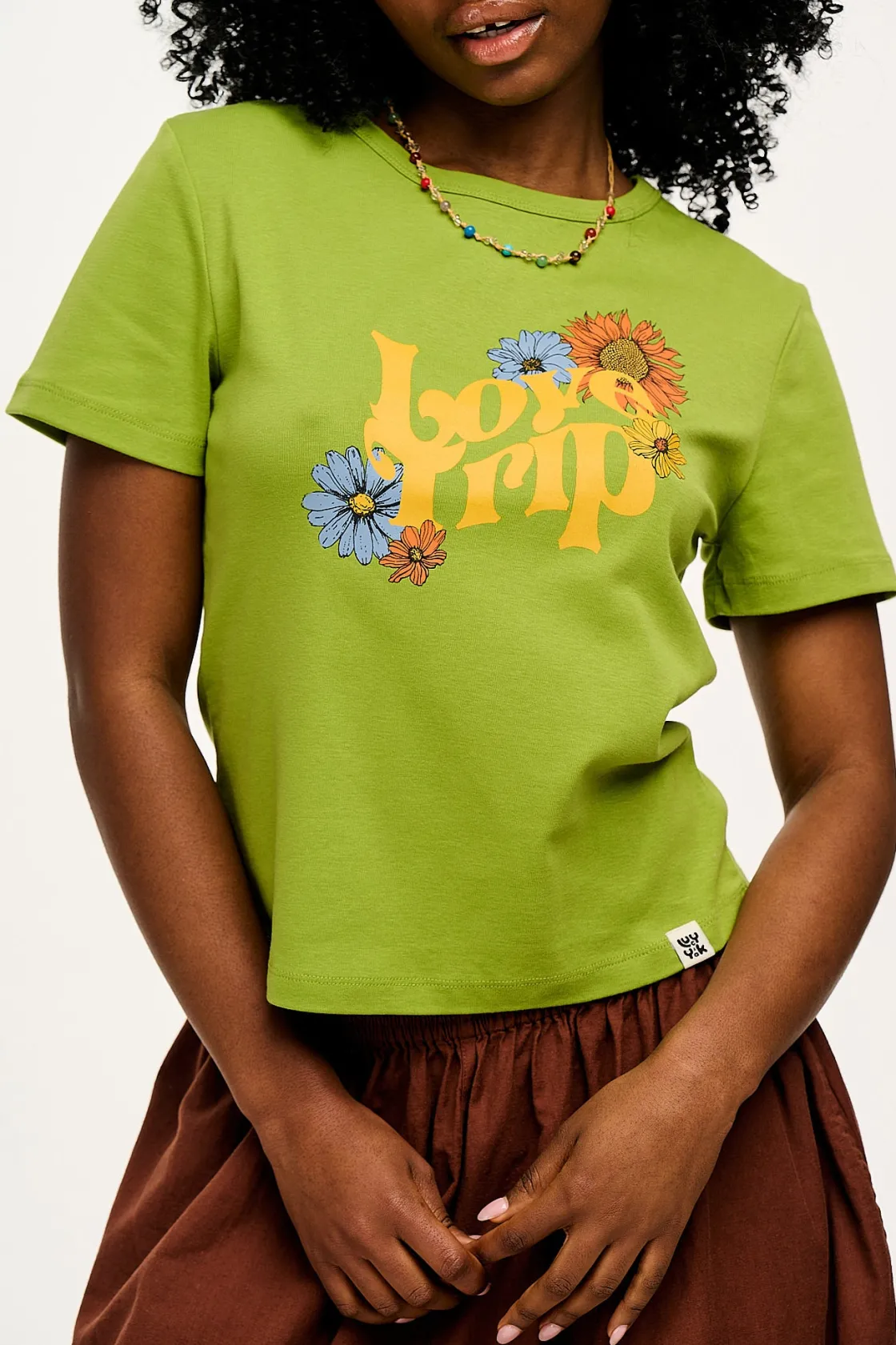 Lucy & Yak Maya - Cotton Tee in Love Trip Print Discount