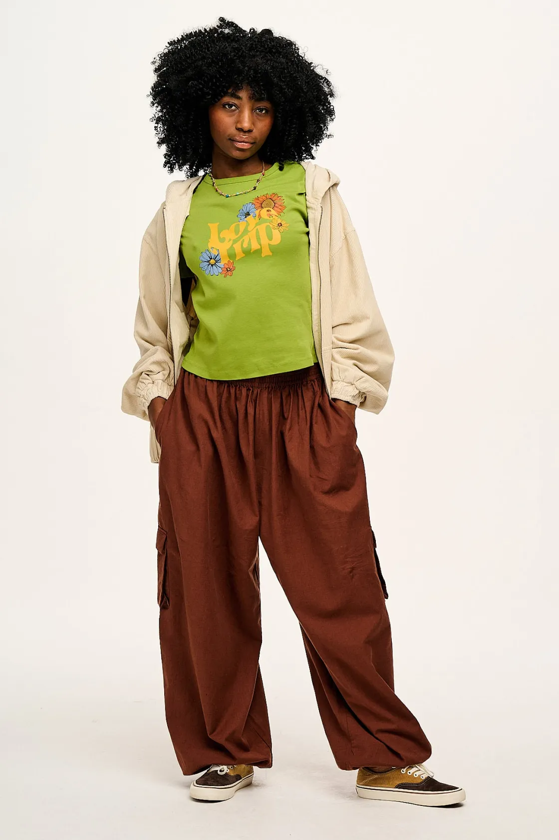 Lucy & Yak Maya - Cotton Tee in Love Trip Print Discount