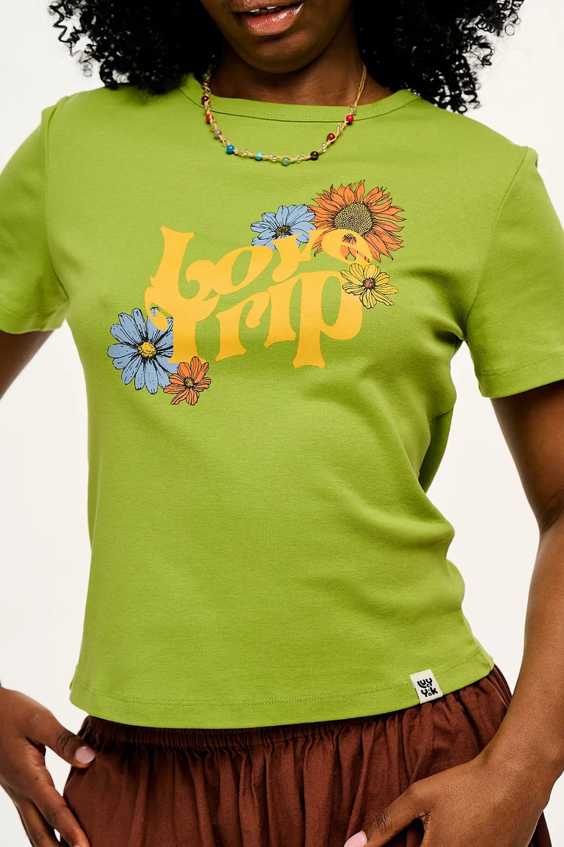 Lucy & Yak Maya - Cotton Tee in Love Trip Print Discount
