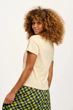 Lucy & Yak Maya - Cotton Tee in Peace and Love Print Outlet
