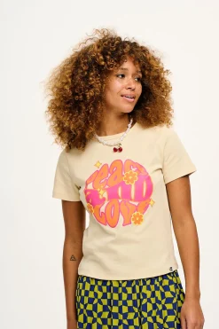 Lucy & Yak Maya - Cotton Tee in Peace and Love Print Outlet