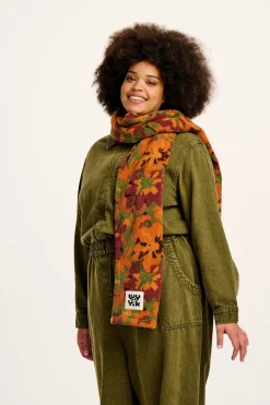 Lucy & Yak Ola - Polar Fleece Scarf in Orange Cass Floral Print Sale