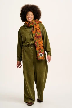 Lucy & Yak Ola - Polar Fleece Scarf in Orange Cass Floral Print Sale