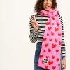Lucy & Yak Ola - Polar Fleece Scarf in Pink Heart Cupid Print New