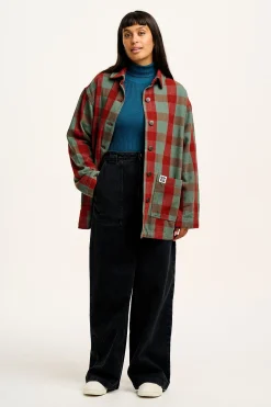 Lucy & Yak Olly - Twill Jacket in Green & Red Houston Tartan Print Outlet