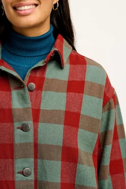 Lucy & Yak Olly - Twill Jacket in Green & Red Houston Tartan Print Outlet