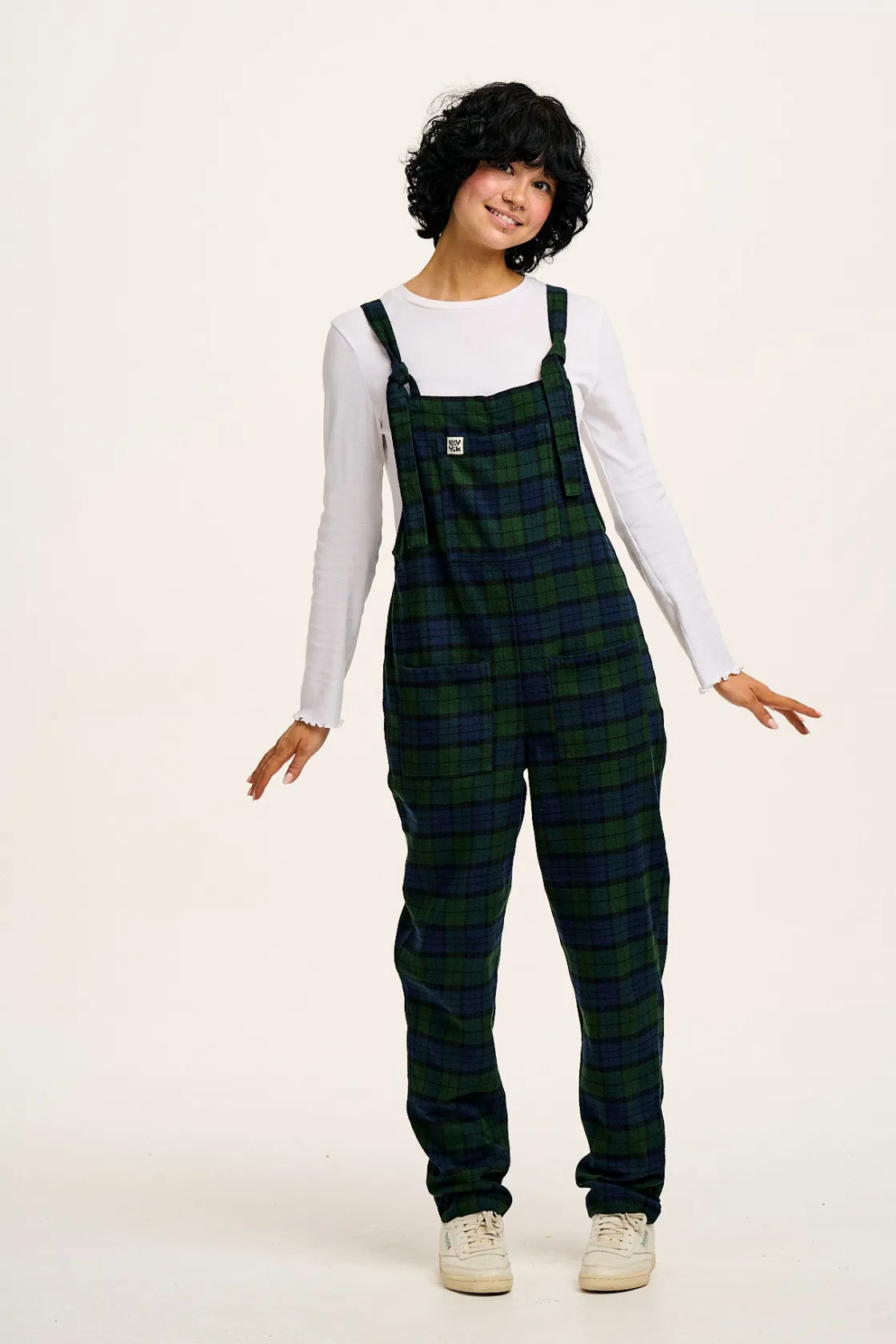 Lucy & Yak Original - Brushed Cotton Dungarees in Blue & Green Wilderness Tartan Best