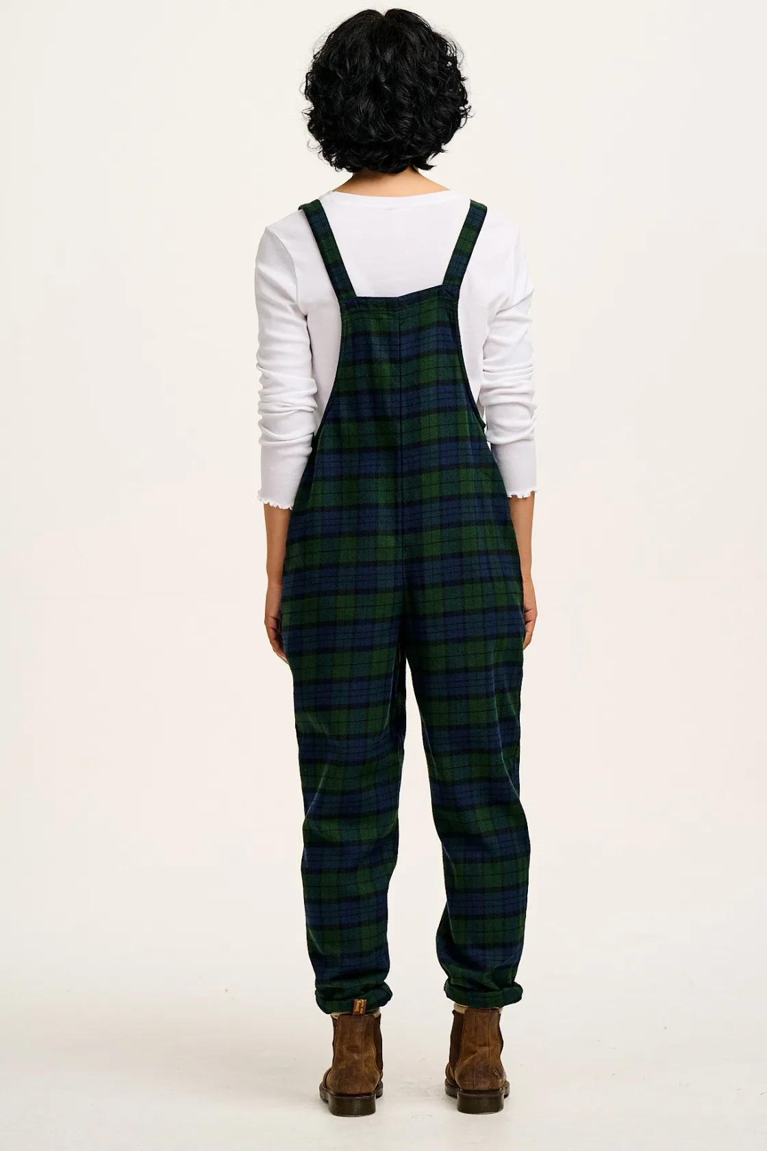 Lucy & Yak Original - Brushed Cotton Dungarees in Blue & Green Wilderness Tartan Best