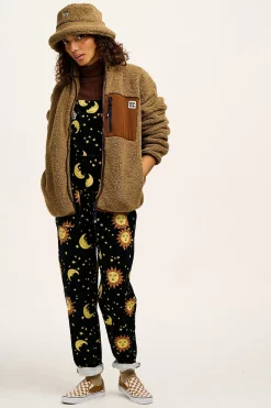 Lucy & Yak Original - Corduroy Dungarees in Black Orion Print Discount