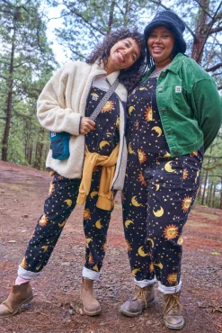 Lucy & Yak Original - Corduroy Dungarees in Black Orion Print Discount