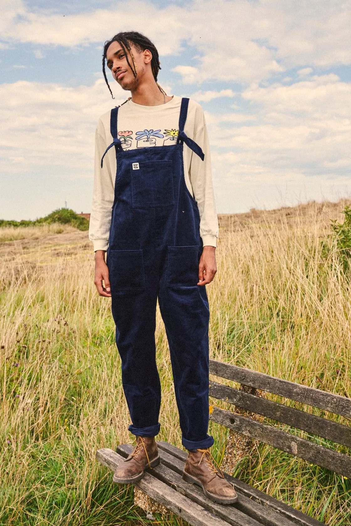 Lucy & Yak Original - Corduroy Dungarees in Sailor Blue Clearance