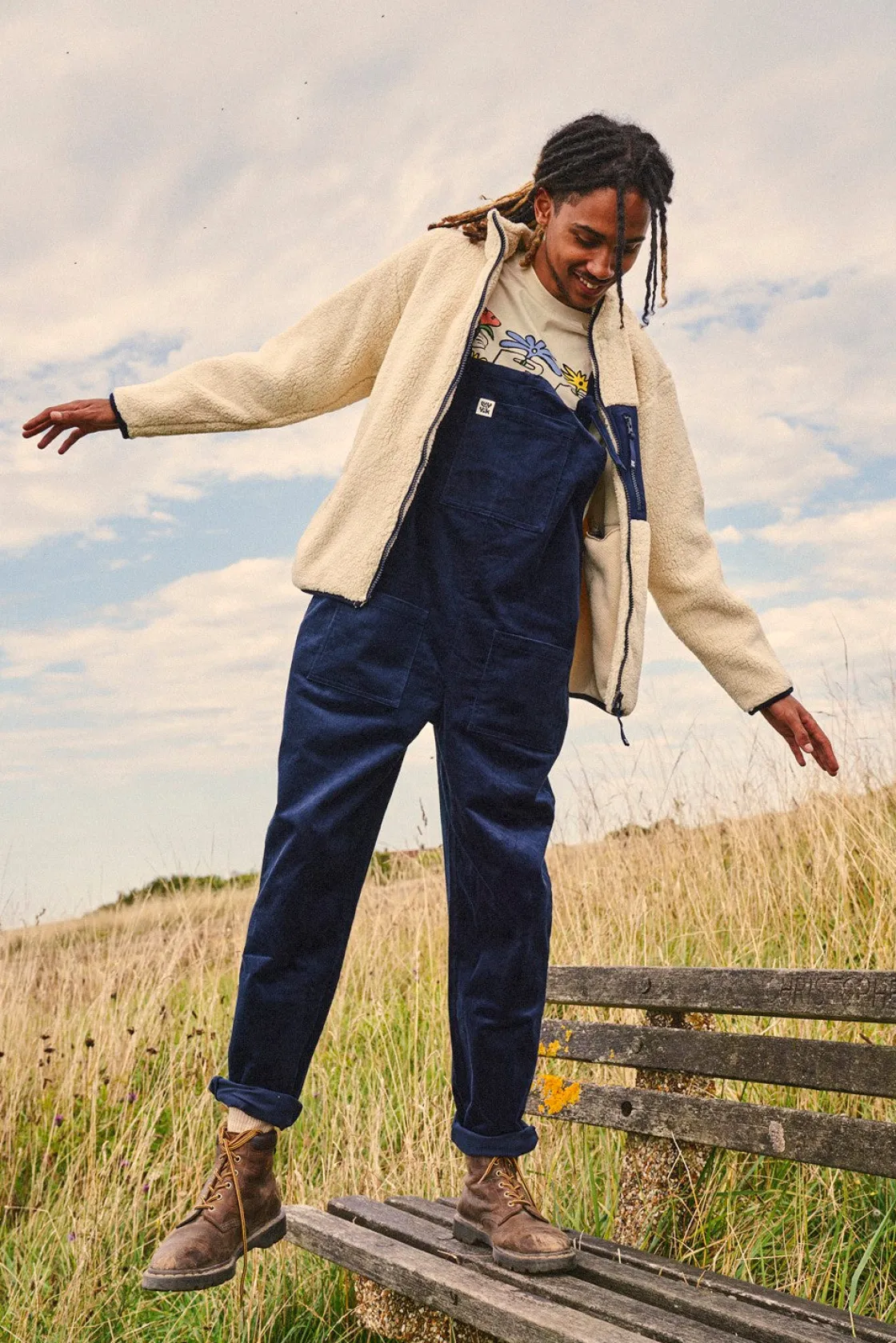Lucy & Yak Original - Corduroy Dungarees in Sailor Blue Clearance