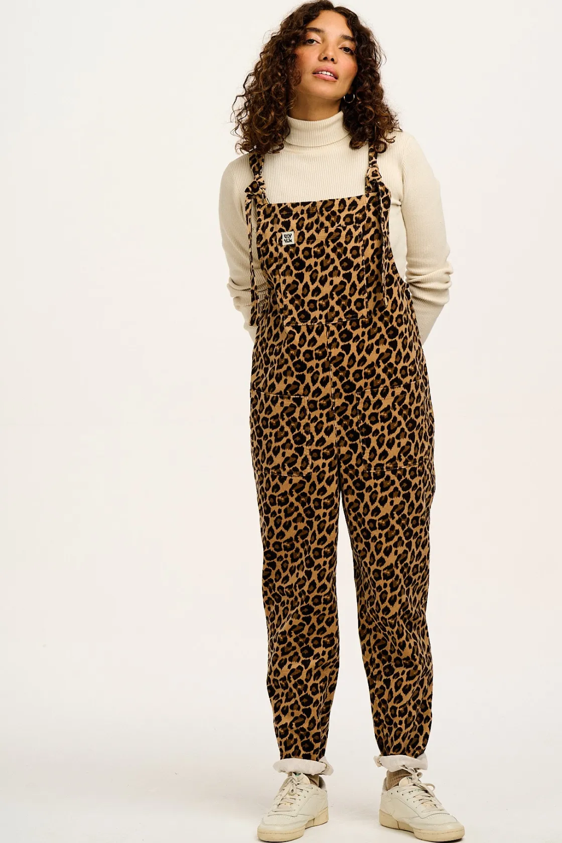 Lucy & Yak Original - Corduroy Dungarees in Leopard Print Clearance