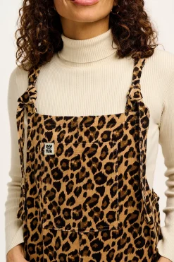Lucy & Yak Original - Corduroy Dungarees in Leopard Print Clearance