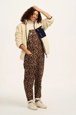 Lucy & Yak Original - Corduroy Dungarees in Leopard Print Clearance