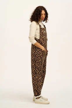 Lucy & Yak Original - Corduroy Dungarees in Leopard Print Clearance