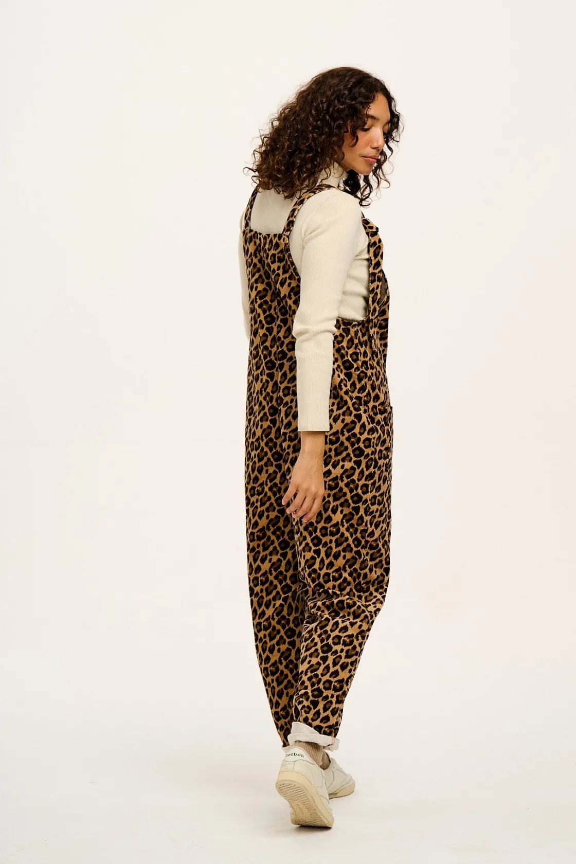 Lucy & Yak Original - Corduroy Dungarees in Leopard Print Clearance