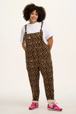 Lucy & Yak Original - Corduroy Dungarees in Leopard Print Clearance