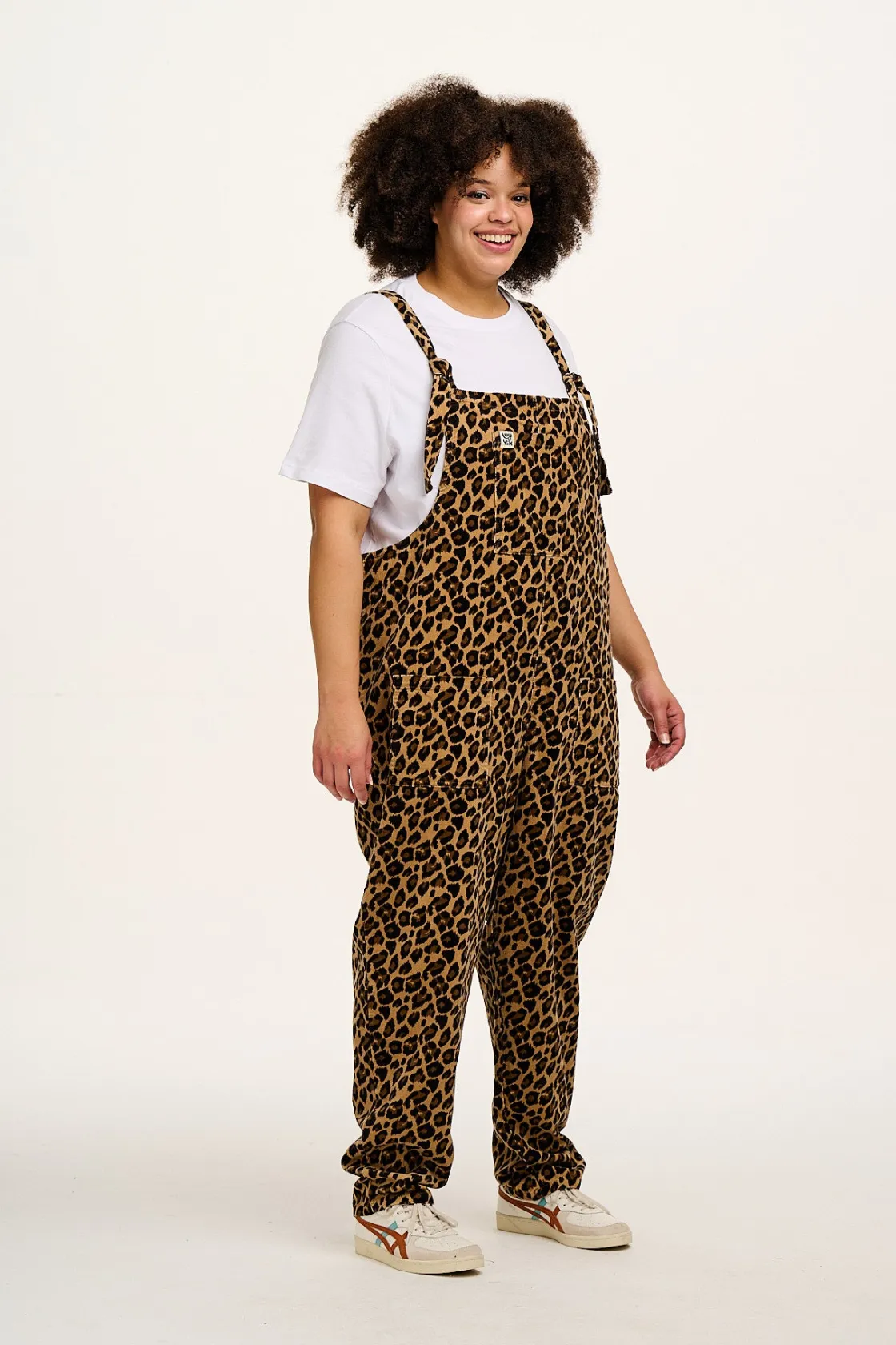 Lucy & Yak Original - Corduroy Dungarees in Leopard Print Clearance