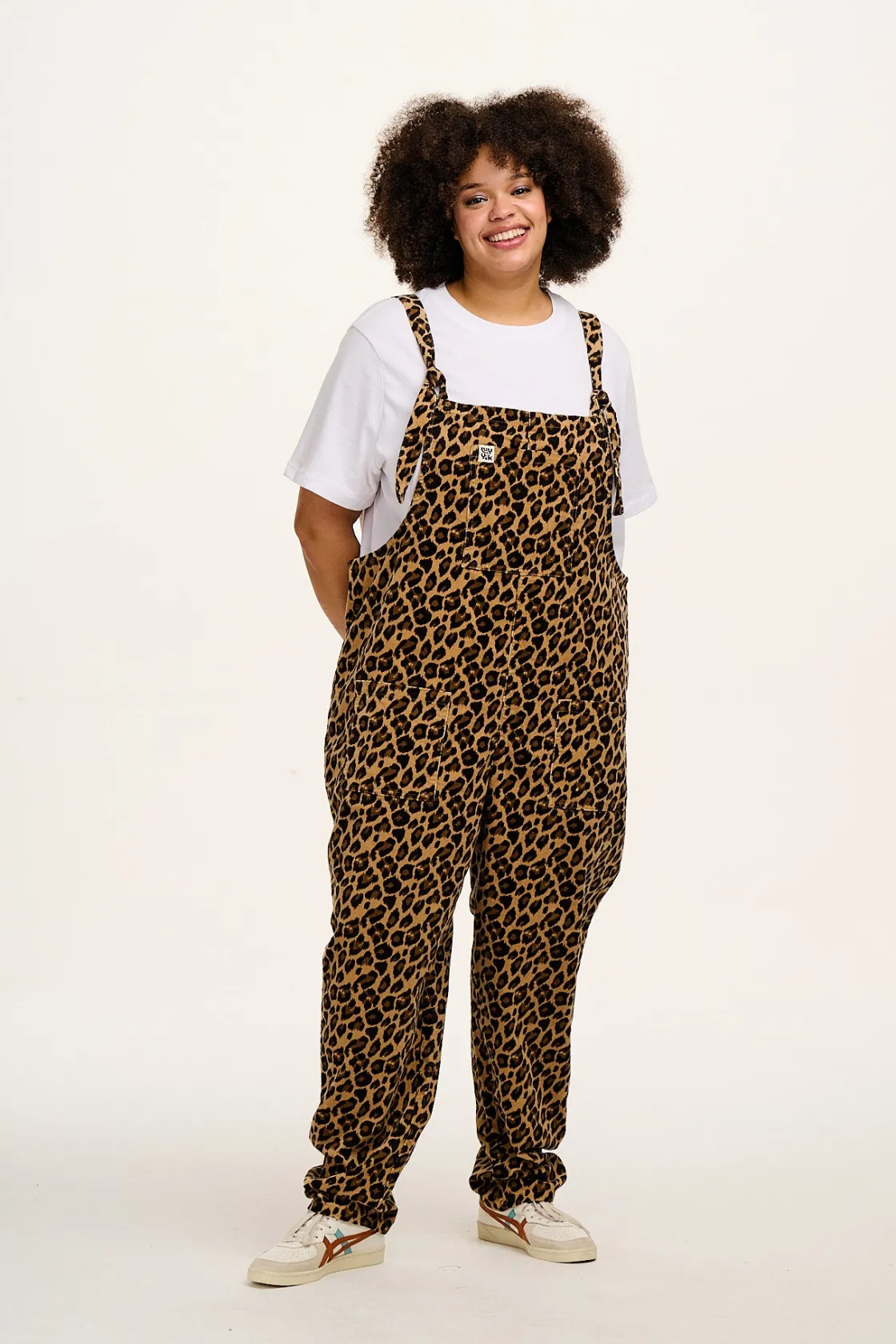 Lucy & Yak Original - Corduroy Dungarees in Leopard Print Clearance