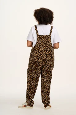 Lucy & Yak Original - Corduroy Dungarees in Leopard Print Clearance
