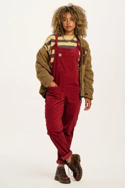 Lucy & Yak Original - Corduroy Dungarees in Maroon Fashion