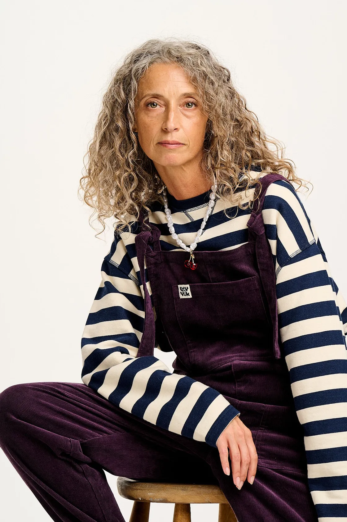 Lucy & Yak Original - Corduroy Dungarees in Plum Perfect Online