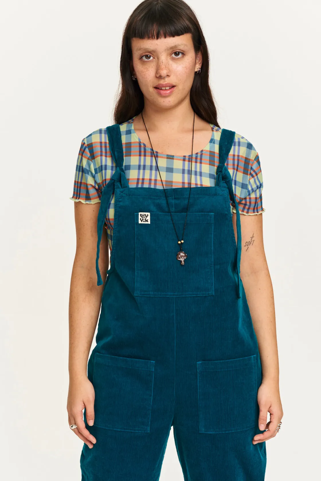 Lucy & Yak Original - Corduroy Dungarees in Teal Sale