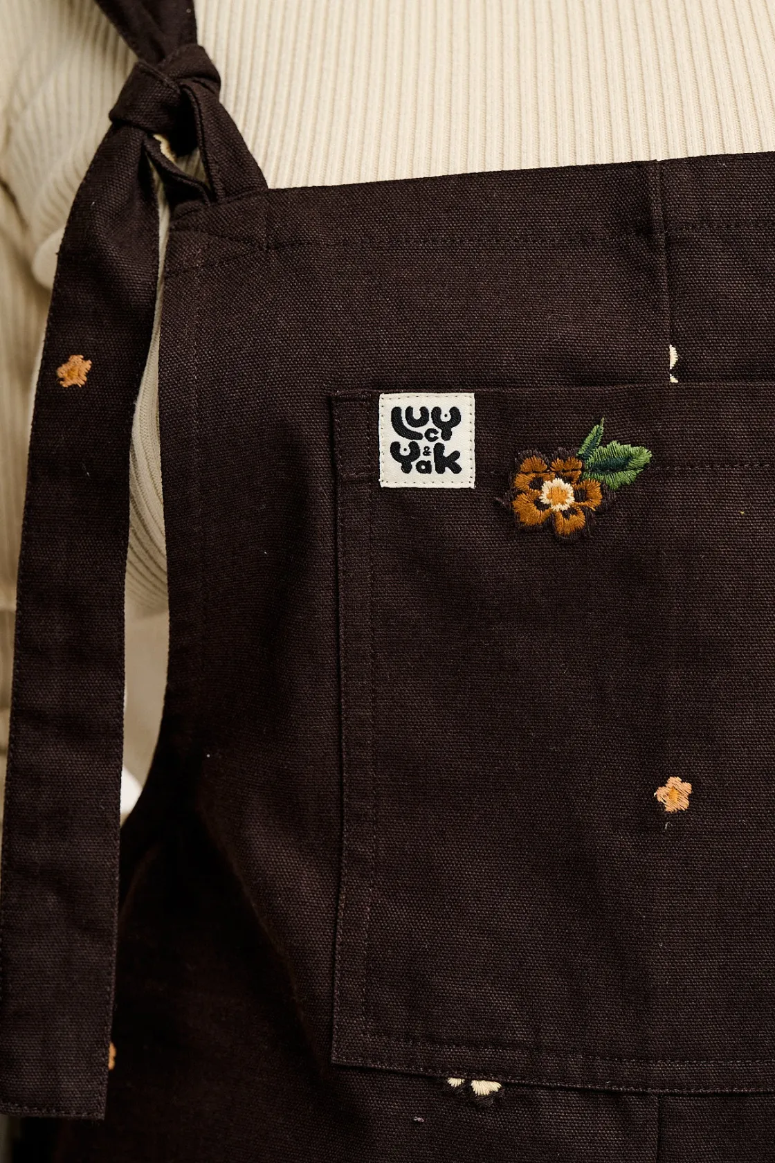 Lucy & Yak Original - Cotton Dungarees in Brown with Clara Embroidery Hot